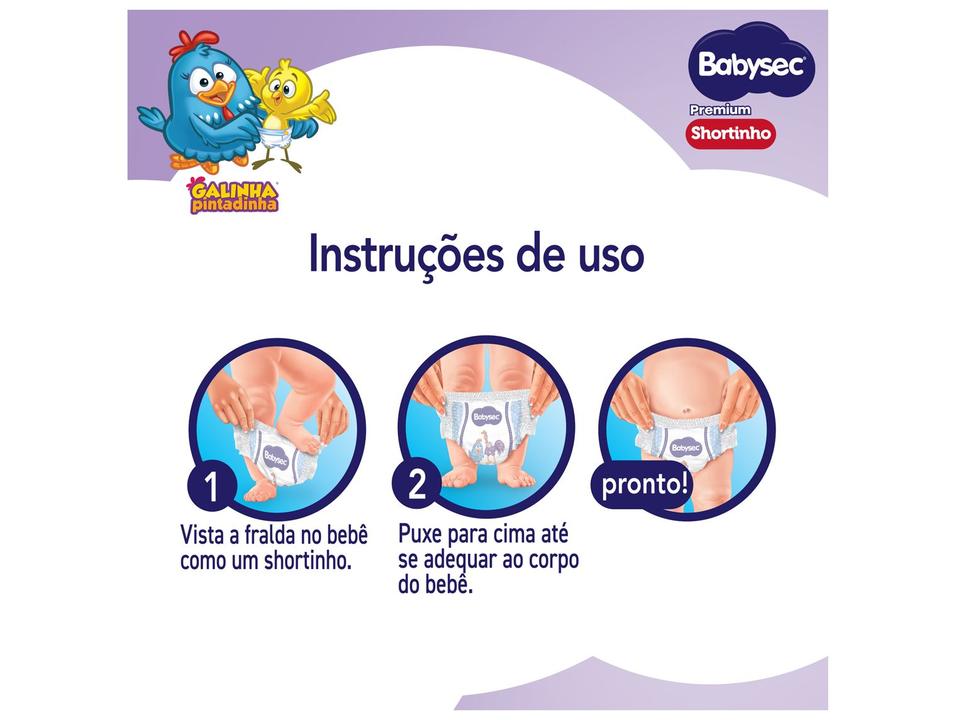 Fralda Shortinho BabySec Premium Galinha Pintadinha XXXG 19kg 16 Unidades - 4