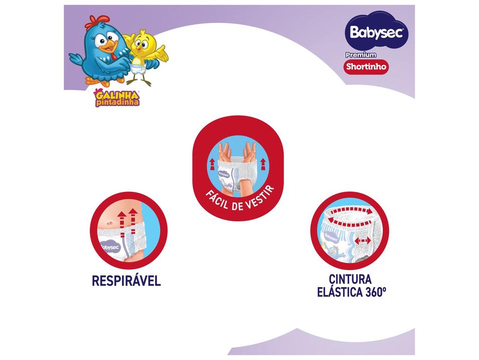 Fralda Shortinho BabySec Premium Galinha Pintadinha XXXG 19kg 16 Unidades - 3