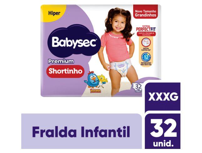 Fralda Shortinho BabySec Premium Galinha Pintadinha XXXG 19kg 32 Unidades - 1