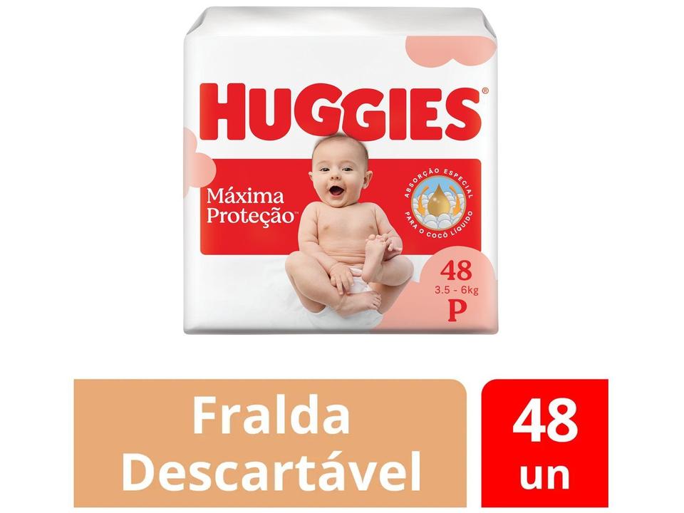 Fraldas Huggies Máxima Proteção Tam P 0 a 6kg 48 Unidades - 1