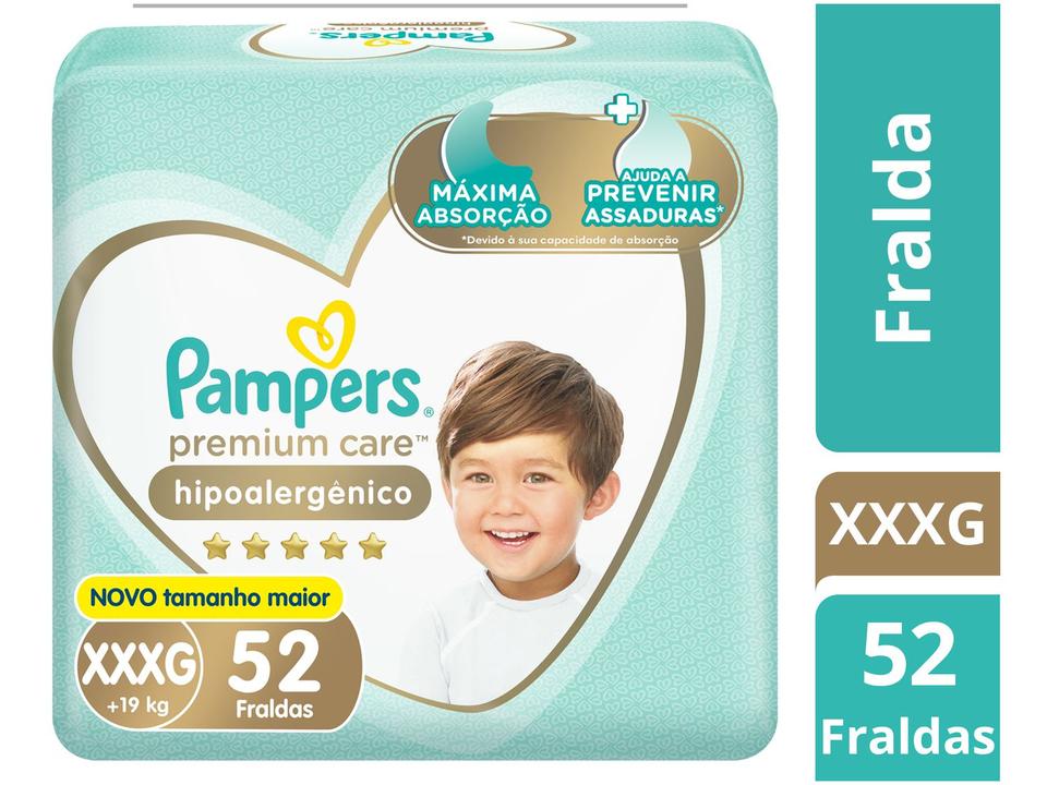 Fraldas Pampers Premium Care Tamanho XXXG (+19Kg) 52 Unidades - 1