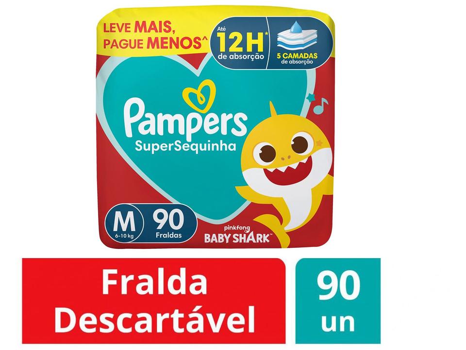 Fraldas Pampers Supersequinha Tam. M 6 a 10kg 90 Unidades - 1