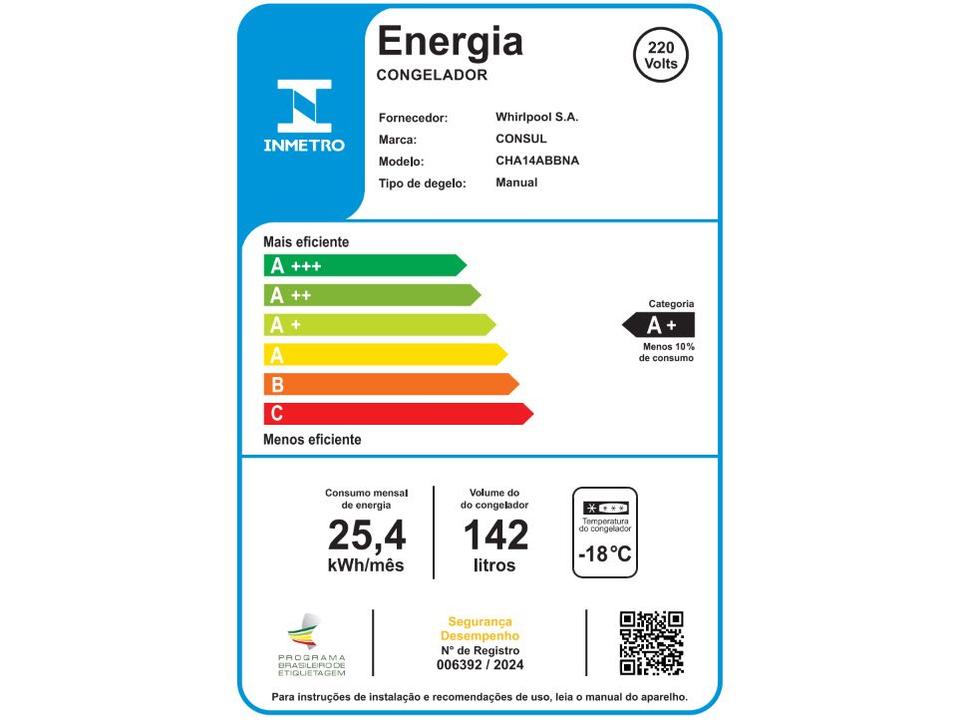 Freezer Horizontal Consul 1 Porta 142L 	CHA14AB CHA14ABBNA - 6