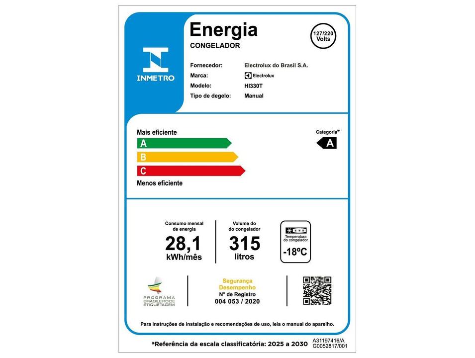 Freezer Horizontal Electrolux 315L 1 Porta Inverter HI330T - 8