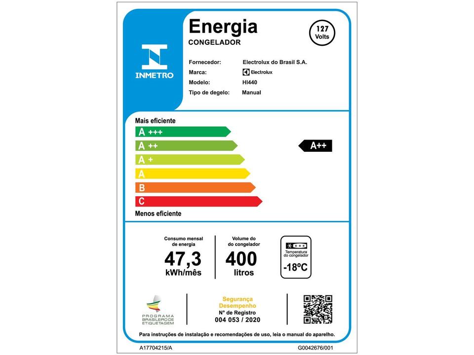 Freezer Horizontal Electrolux Cycle Defrost 1 Porta 400L Inverter HI440 - 7