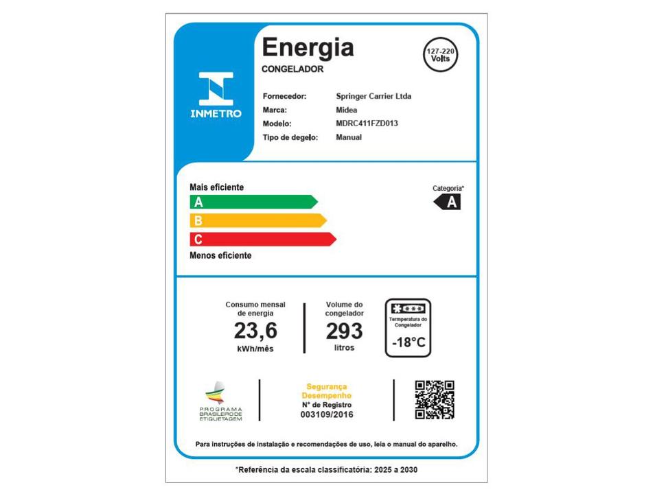 Freezer Horizontal Midea 1 Porta 293L Inverter MDRC411FZD013 - 6