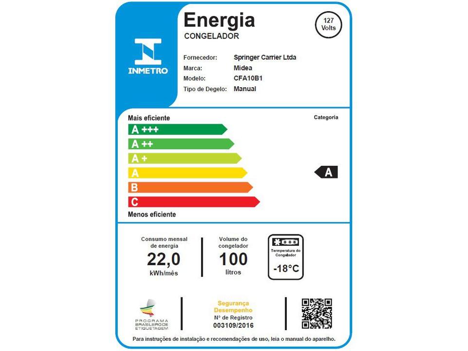 Freezer Industrial Horizontal 1 Porta Midea 100L - 5