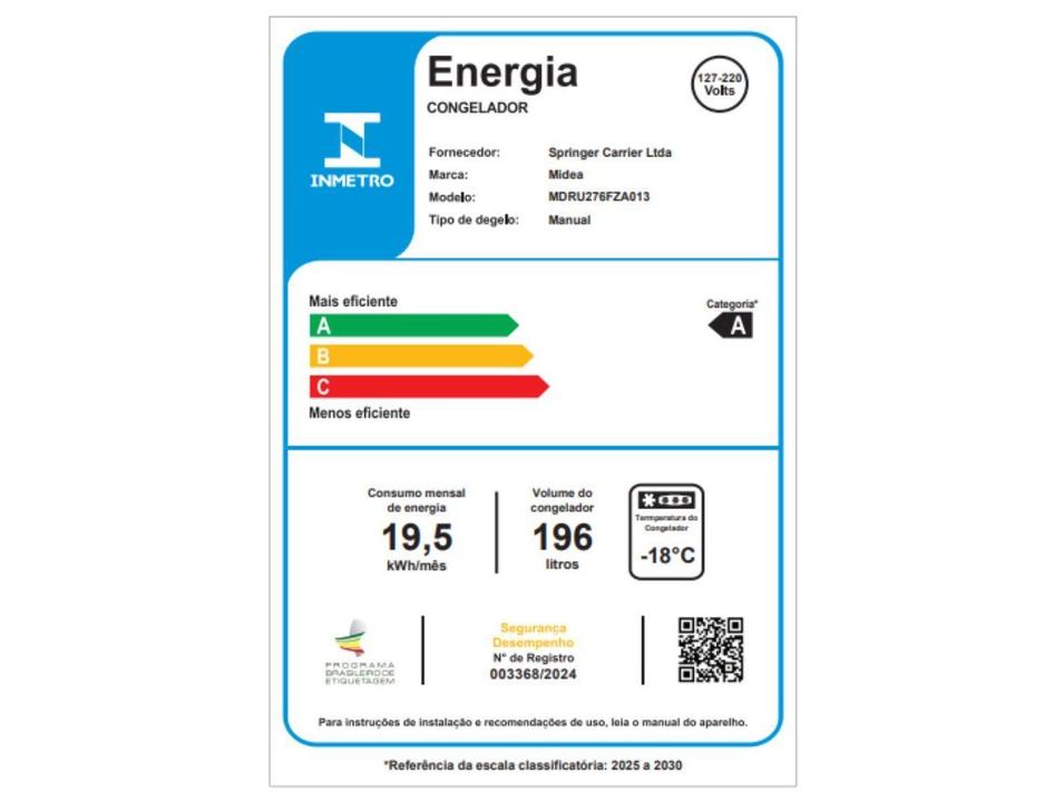Freezer Vertical Midea 196L 1 Porta Inverter MDRU276FZA013 - 5