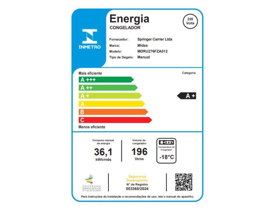Freezer Vertical Midea 196L Inverter MDRU276FZA012 - 10