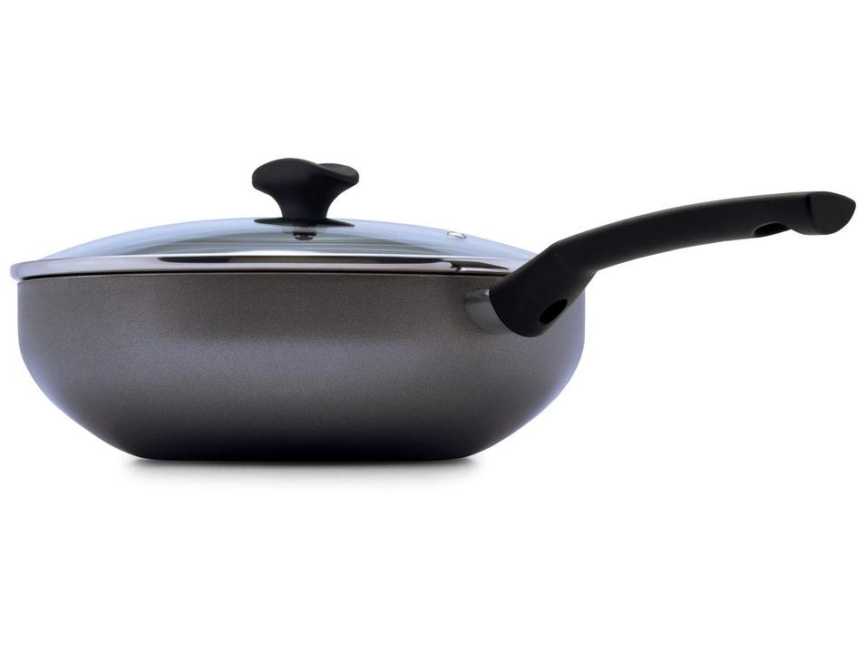 Frigideira Antiaderente Multiflon de Alumínio com Tampa Indução Petra+ Grafite 28cm - 2