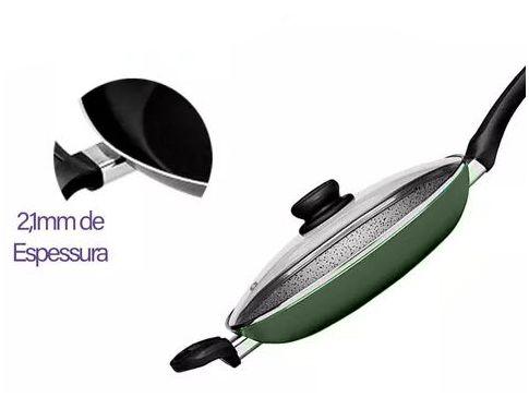 Frigideira Antiaderente Panelux com Tampa de Alumínio Maximum Stone Verde 32cm - 3