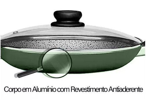 Frigideira Antiaderente Panelux com Tampa de Alumínio Maximum Stone Verde 32cm - 1