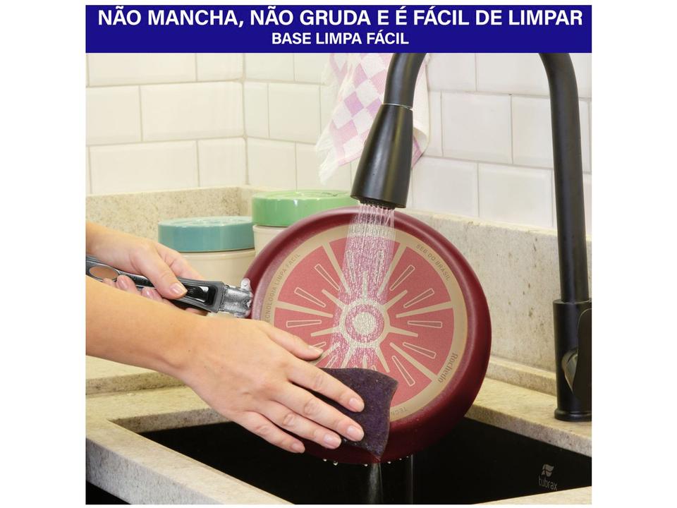 Frigideira Antiaderente Rochedo de Alumínio Facilita Vermelho 24cm - 4