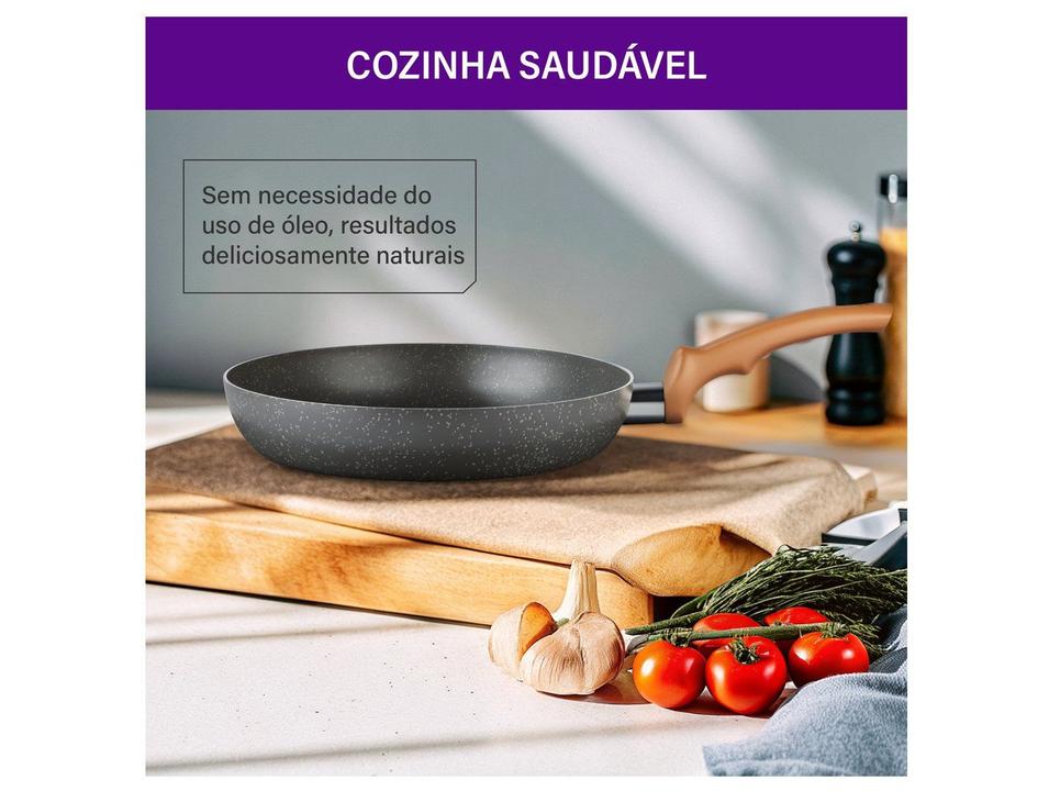 Frigideira Antiaderente Rochedo de Alumínio Natural Stone Cinza Claro 24cm - 4