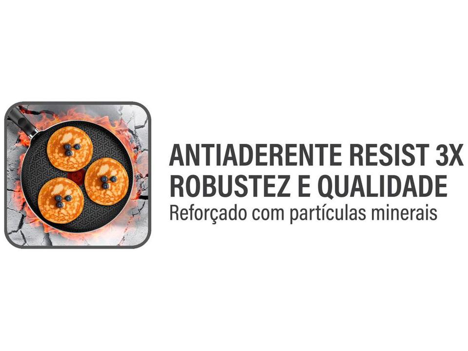 Frigideira Antiaderente Rochedo de Alumínio Rasa Robusta Grafite 30cm - 14