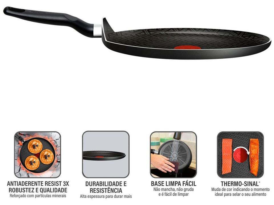 Frigideira Antiaderente Rochedo de Alumínio Rasa Robusta Grafite 30cm - 8
