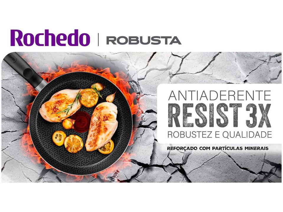 Frigideira Antiaderente Rochedo de Alumínio Rasa Robusta Grafite 30cm - 18