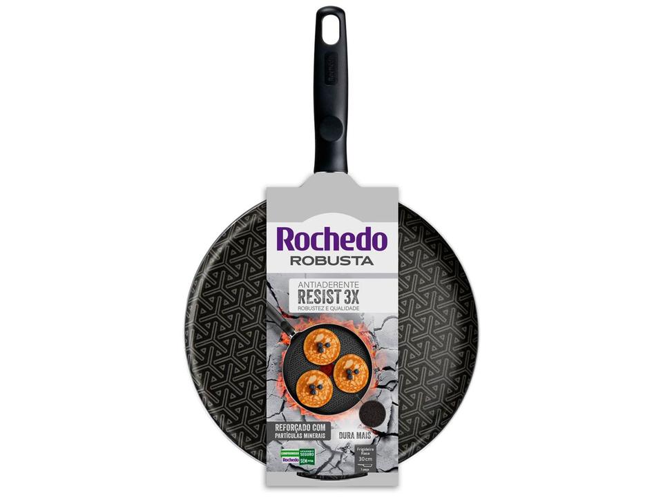 Frigideira Antiaderente Rochedo de Alumínio Rasa Robusta Grafite 30cm - 19