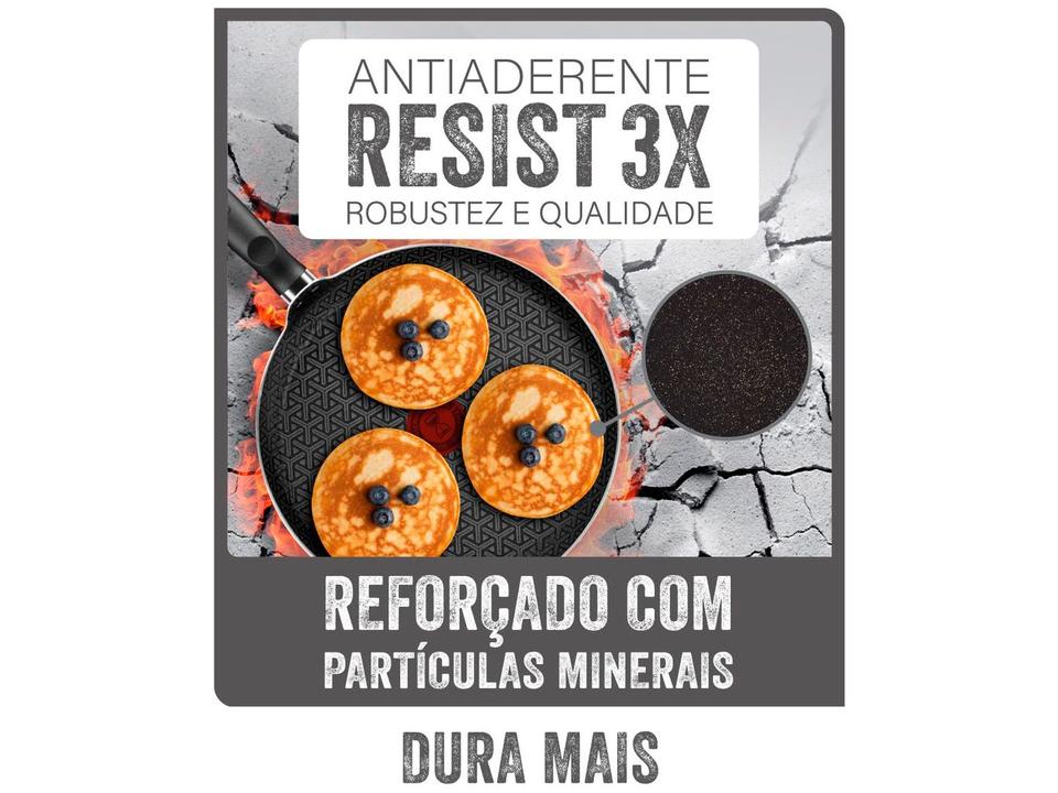 Frigideira Antiaderente Rochedo de Alumínio Rasa Robusta Grafite 30cm - 13