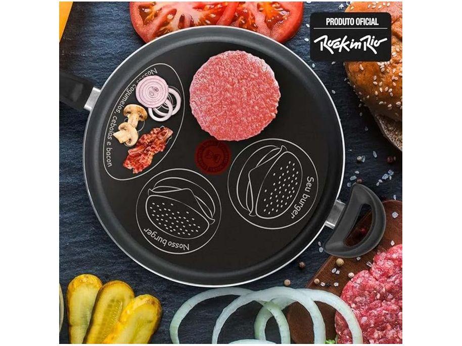 Frigideira Antiaderente Rochedo de Alumínio Rock In Rio Preta 28cm - 1