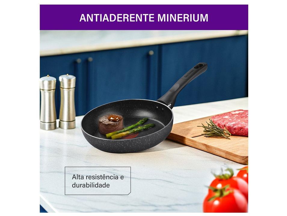 Frigideira Antiaderente Rochedo de Alumínio Stone Pro Preto e Cinza 20cm - 1