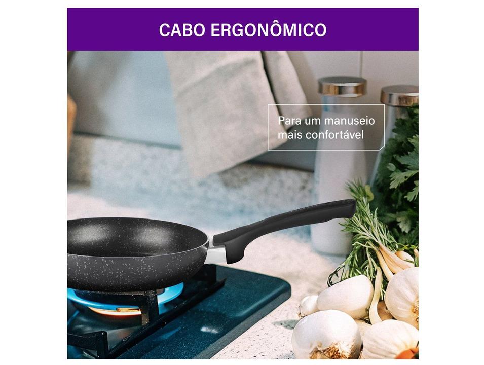 Frigideira Antiaderente Rochedo de Alumínio Stone Pro Preto e Cinza 20cm - 2