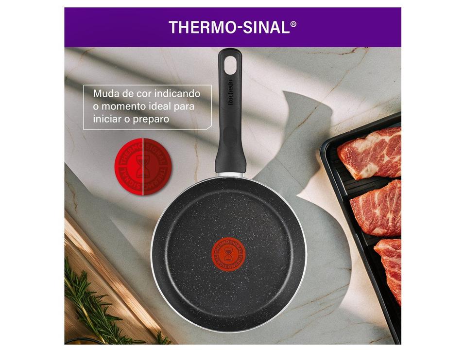 Frigideira Antiaderente Rochedo de Alumínio Stone Pro Preto e Cinza 20cm - 4