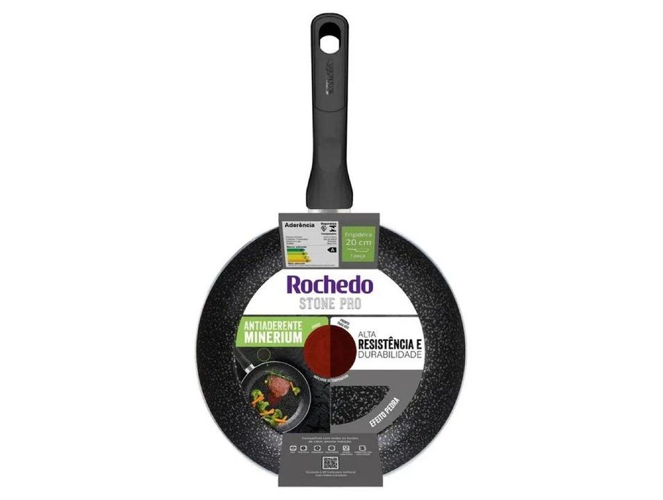 Frigideira Antiaderente Rochedo de Alumínio Stone Pro Preto e Cinza 20cm - 6