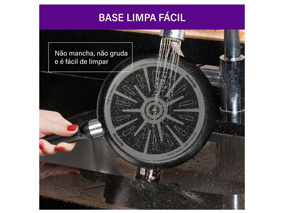 Frigideira Antiaderente Rochedo de Alumínio Stone Pro Preto e Cinza 26cm - 3