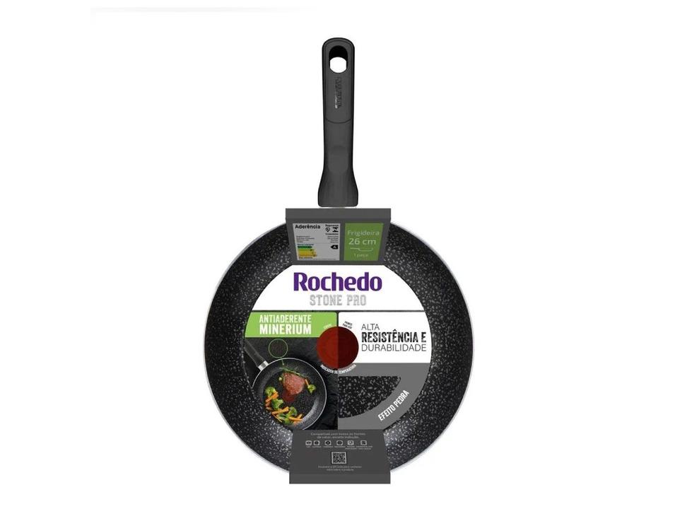Frigideira Antiaderente Rochedo de Alumínio Stone Pro Preto e Cinza 26cm - 6