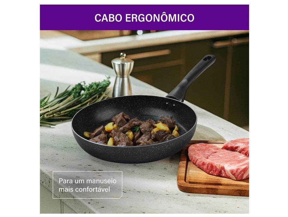 Frigideira Antiaderente Rochedo de Alumínio Stone Pro Preto e Cinza 26cm - 2