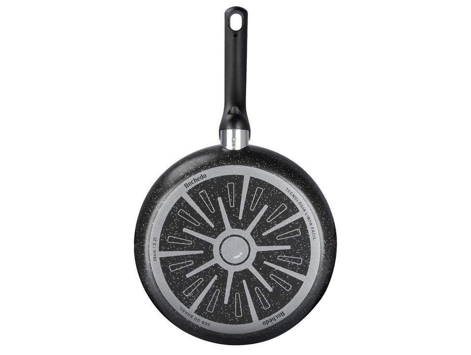 Frigideira Antiaderente Rochedo de Alumínio Stone Pro Preto e Cinza 26cm - 5
