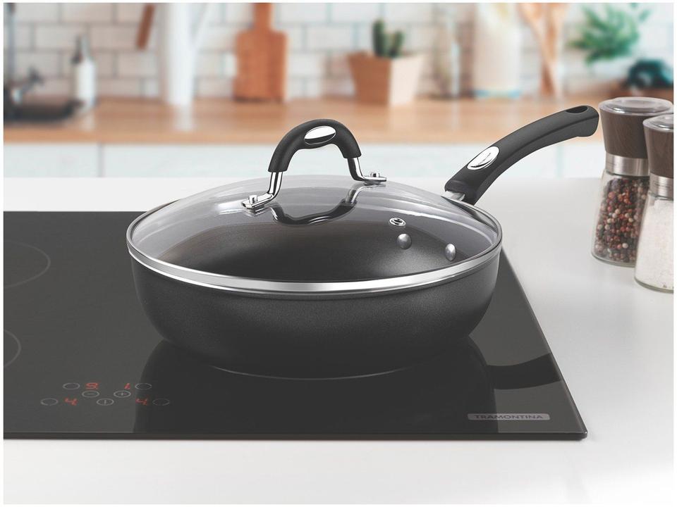 Frigideira Antiaderente Tramontina de Alumínio com Tampa Mônaco Induction Preta 24cm - 1