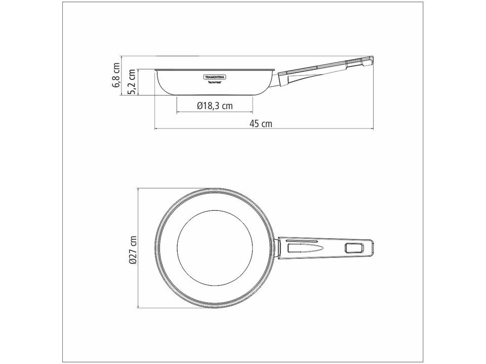 Frigideira Antiaderente Tramontina Inox Fundo Triplo Grano Baquelite 26cm - 9