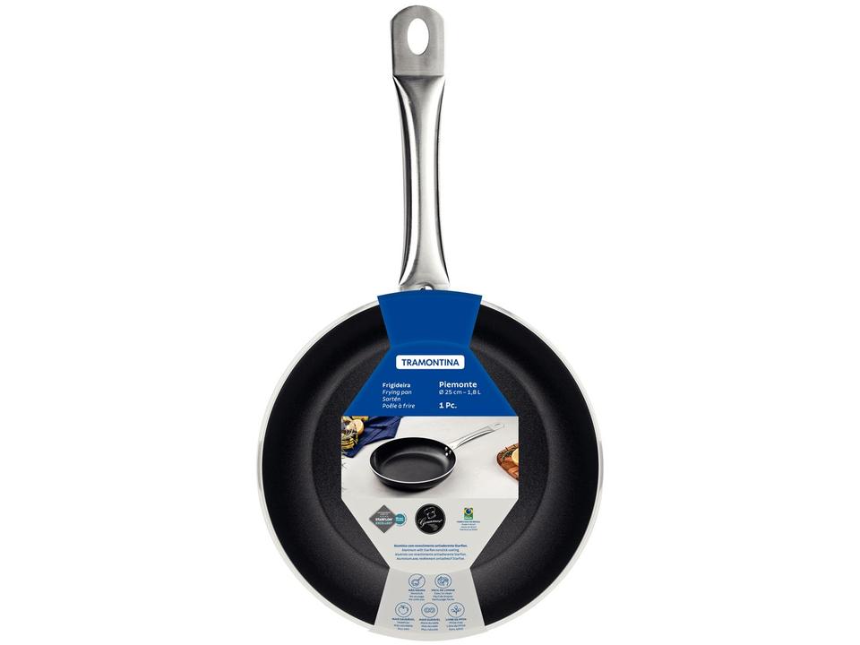 Frigideira Antiaderente Tramontina Piemonte Preta e Inox 25cm - 3