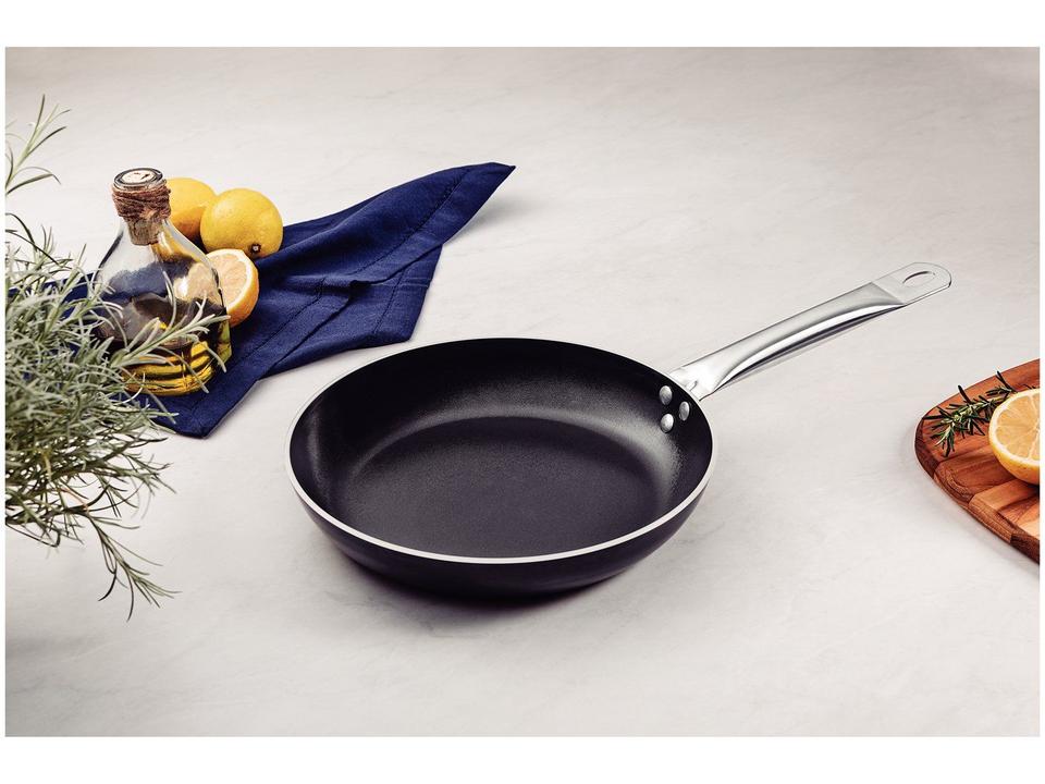 Frigideira Antiaderente Tramontina Piemonte Preta e Inox 25cm - 1