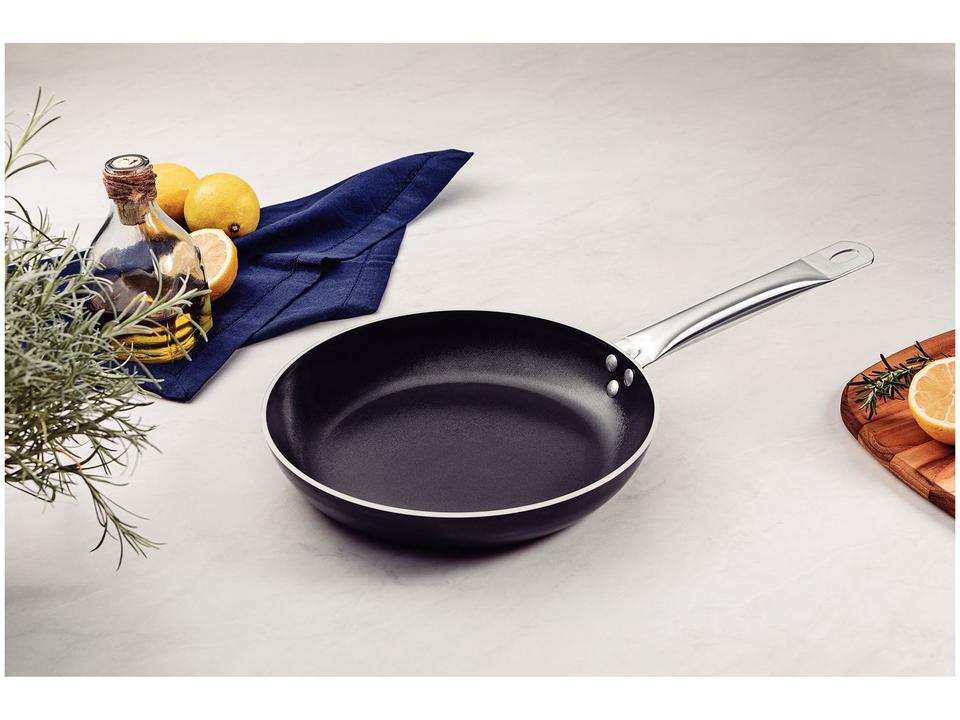 Frigideira Antiaderente Tramontina Piemonte Preta e Inox 25cm - 1