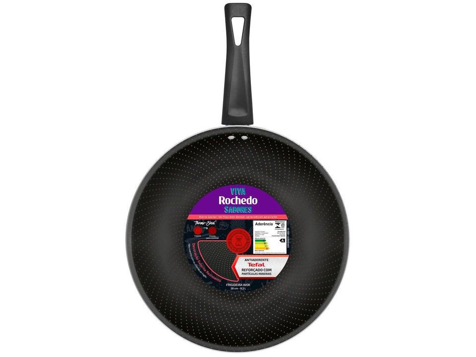 Frigideira Antiaderente Wok Rochedo de Alumínio Viva Sabores 9295306138 Rosa e Preto Rosa e Preto - 9