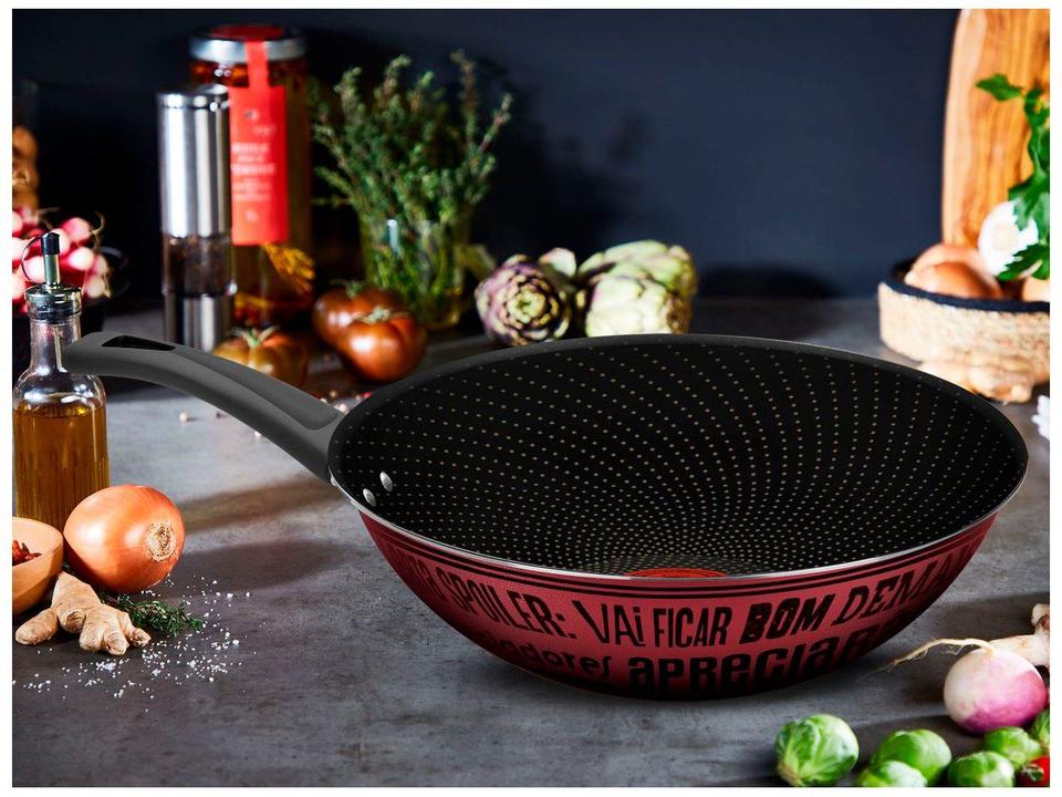 Frigideira Antiaderente Wok Rochedo de Alumínio Viva Sabores 9295306138 Rosa e Preto Rosa e Preto - 3