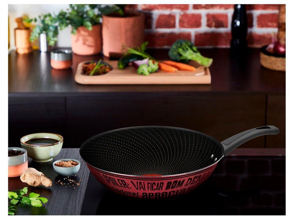 Frigideira Antiaderente Wok Rochedo de Alumínio Viva Sabores 9295306138 Rosa e Preto Rosa e Preto - 5