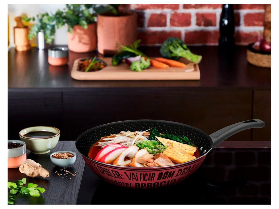 Frigideira Antiaderente Wok Rochedo de Alumínio Viva Sabores 9295306138 Rosa e Preto Rosa e Preto - 4