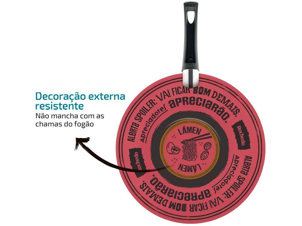 Frigideira Antiaderente Wok Rochedo de Alumínio Viva Sabores 9295306138 Rosa e Preto Rosa e Preto - 13
