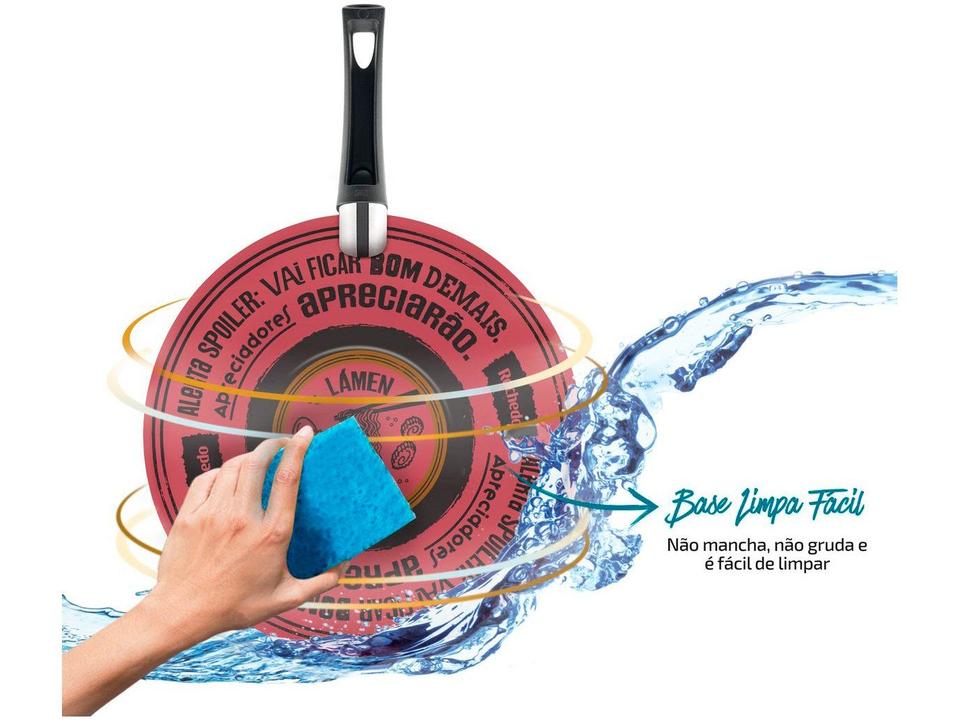 Frigideira Antiaderente Wok Rochedo de Alumínio Viva Sabores 9295306138 Rosa e Preto Rosa e Preto - 11