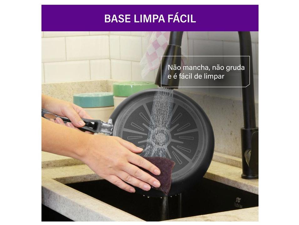 Frigideira Francesa Antiaderente Rochedo de Alumínio Facilita Cinza 24cm - 3