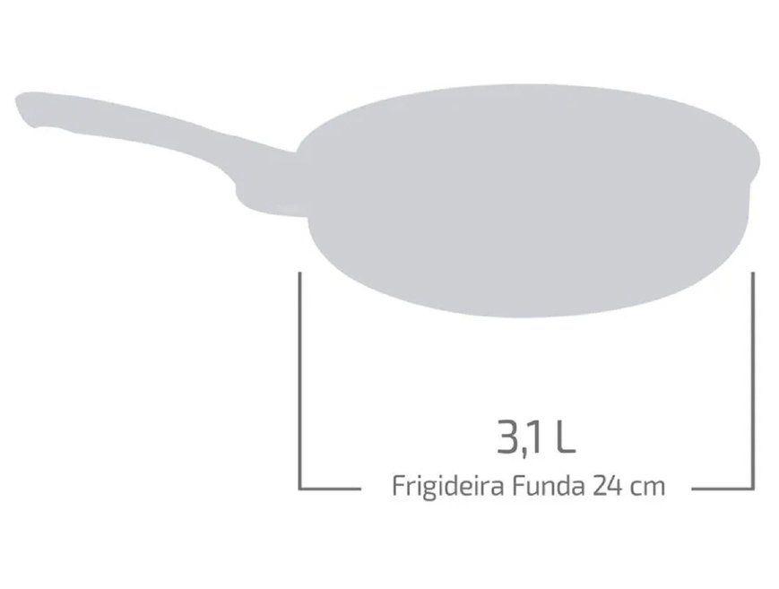 Frigideira Funda Antiaderente Rochedo de Alumínio com Tampa Stone Pro Preto e Cinza 24cm - 6