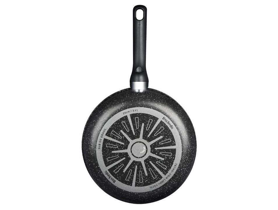 Frigideira Funda Antiaderente Rochedo de Alumínio com Tampa Stone Pro Preto e Cinza 24cm - 5