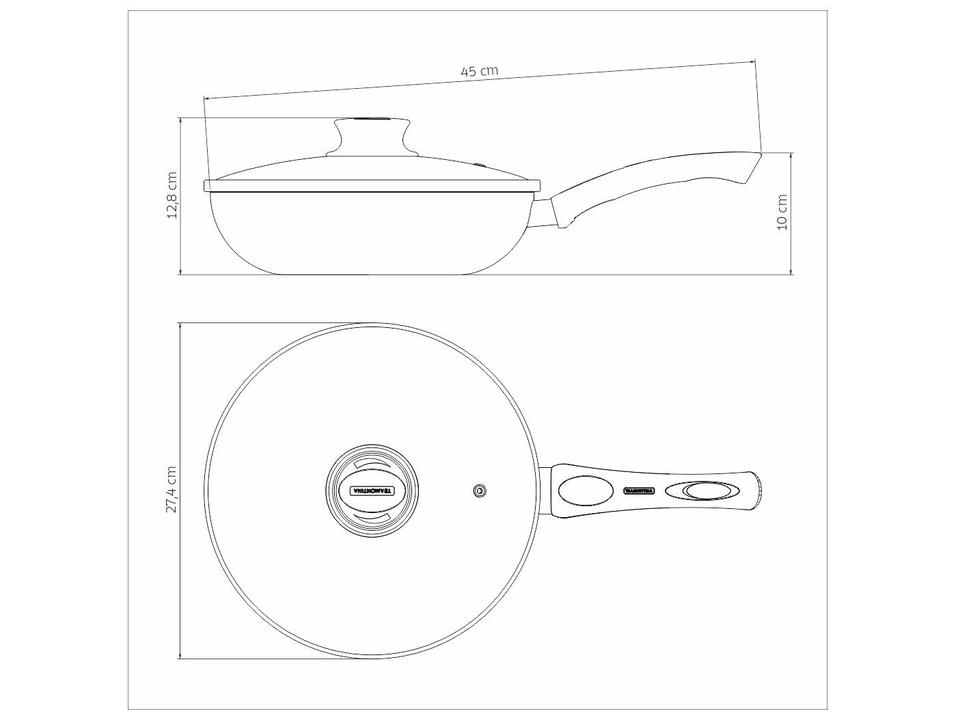 Frigideira Funda Antiaderente Tramontina de Alumínio com Tampa Paris Chumbo 26cm - 3