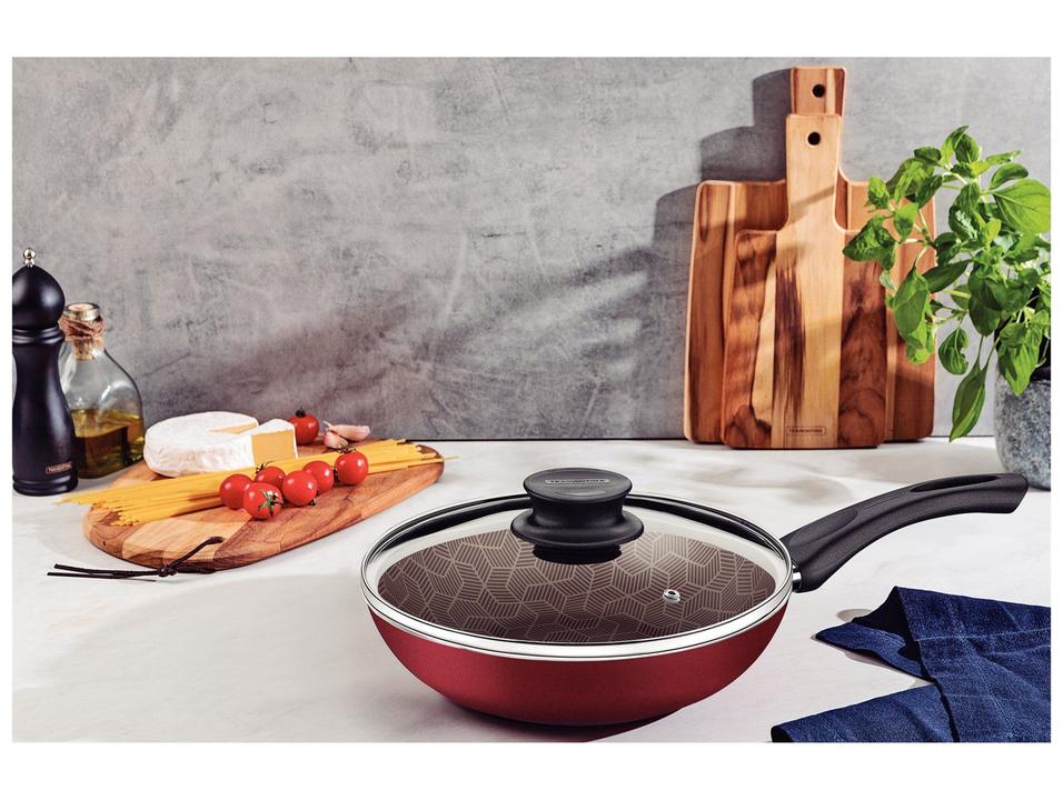 Frigideira Funda Antiaderente Tramontina de Alumínio com Tampa Paris Vermelho 26cm - 2