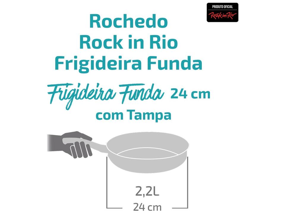 Frigideira Funda Rochedo Rock in Rio com Tampa - Base Limpa Fácil 24cm - 9