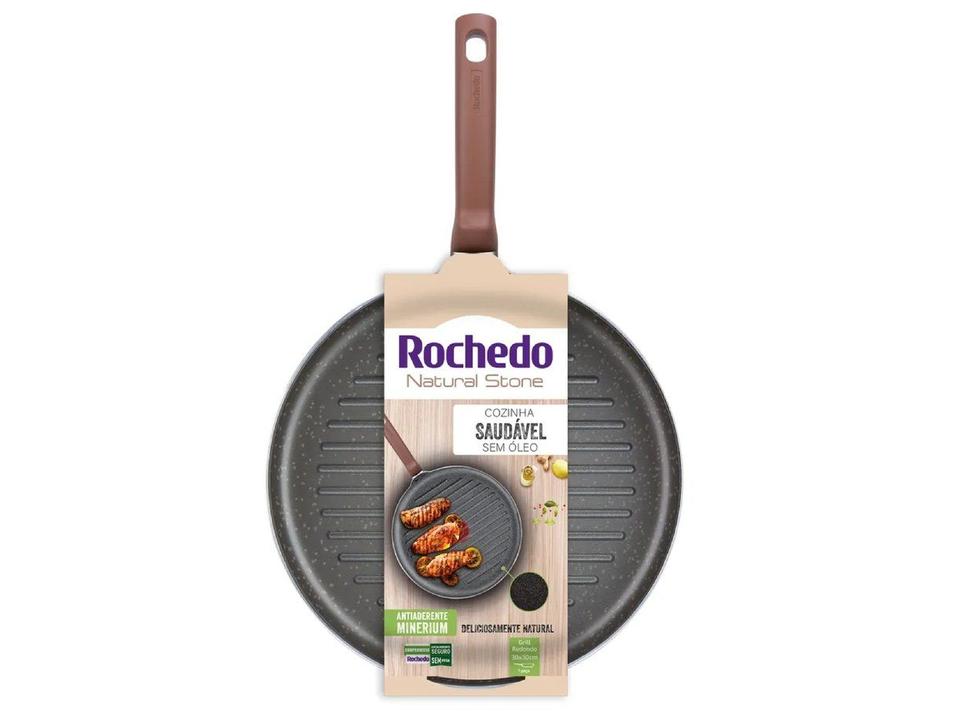 Frigideira Grill Antiaderente Rochedo de Alumínio Ondulada Natural Stone Cinza Claro 30cm - 1